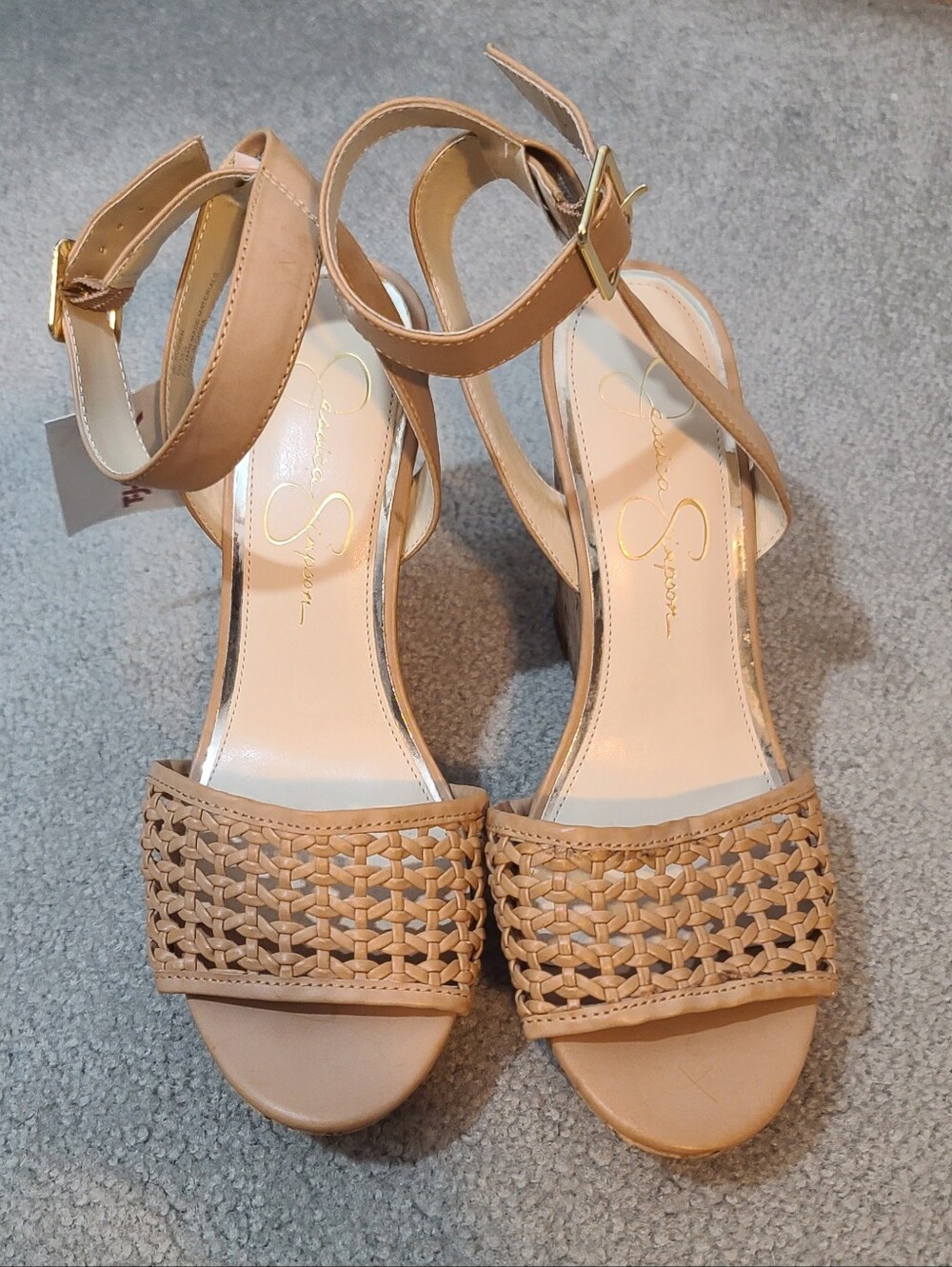 New Jessica Simpson Jividen Ankle Strap Wedge High Heel Sandals Sz 8